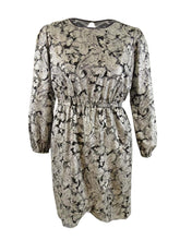 Michael Michael Kors Women's Plus Paisley Cinch-Waist Dress (0X, Black/Silver)